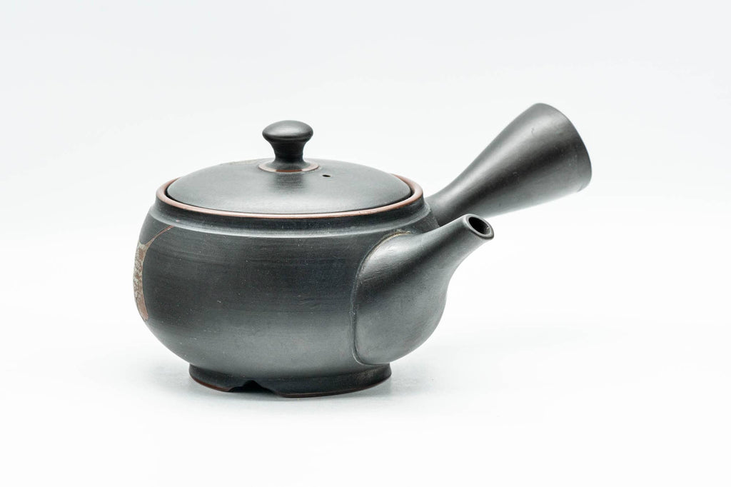 Japanese Kyusu - Black Kurodei Tokoname-yaki Ginkgo Leaf Teapot - 250ml