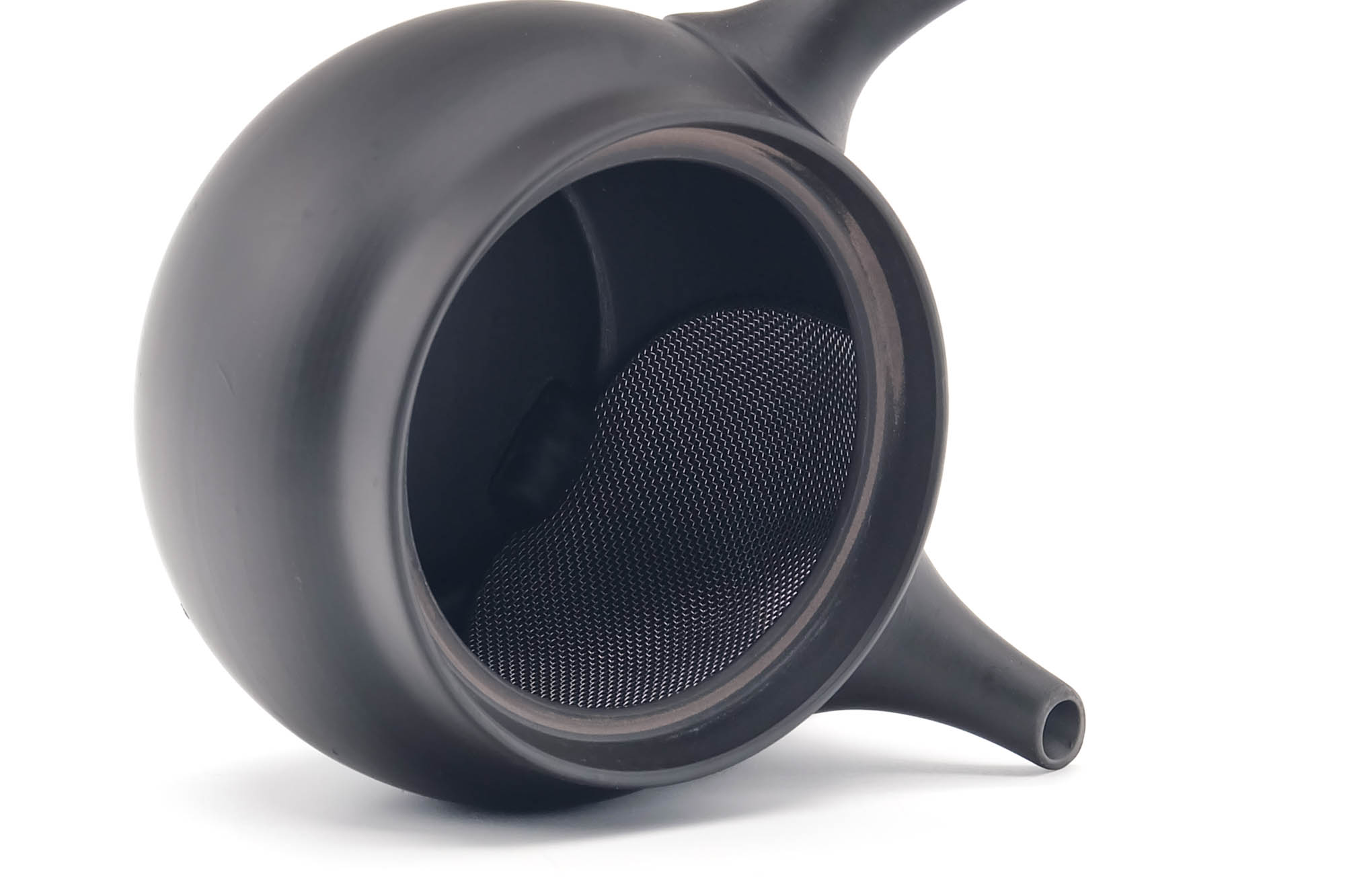 Japanese Kyusu - Black Kokudei Tokoname-yaki Mesh Teapot - 240ml