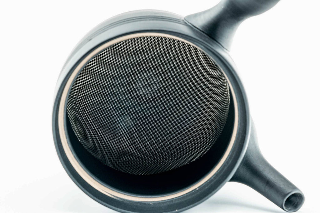Japanese Kyusu - Black Kurodei Tokoname-yaki Mesh Teapot - 175ml