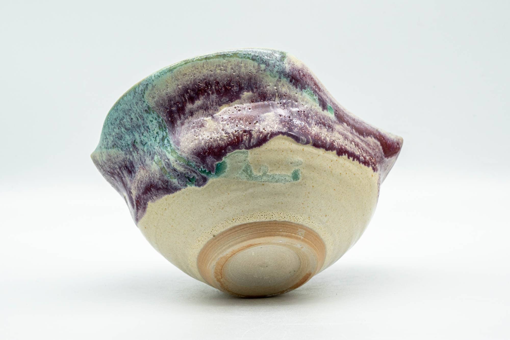 Japanese Katakuchi - Green Purple Hare's Fur Glazed Pouring Bowl - 250ml