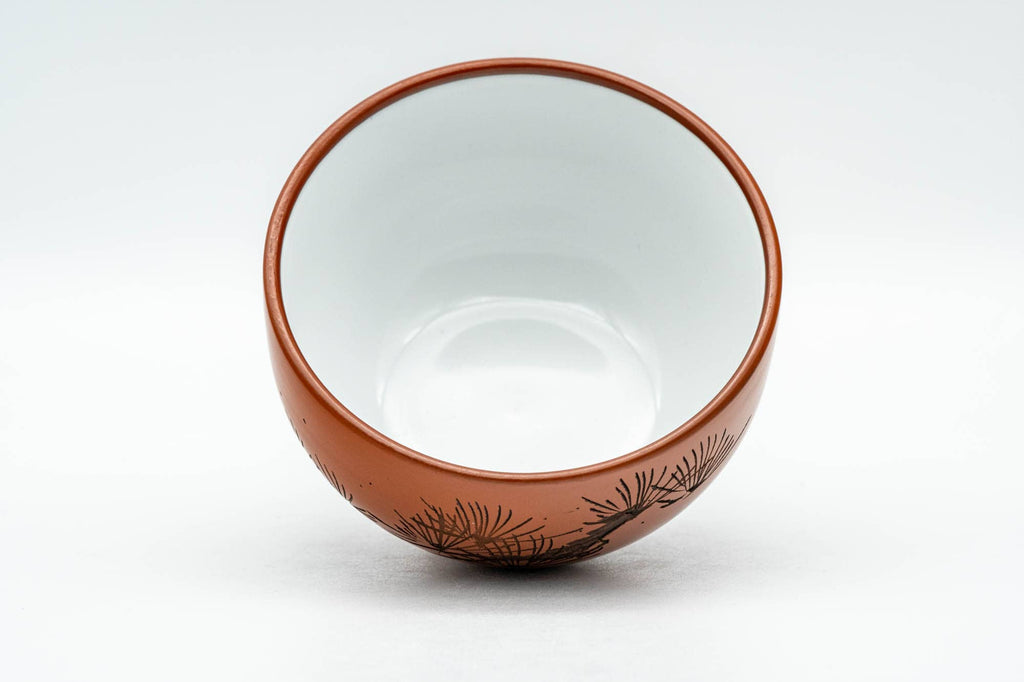 Japanese Teacup - Long Grass Engraved White Inner-Glazed Tokoname-yaki Yunomi - 120ml
