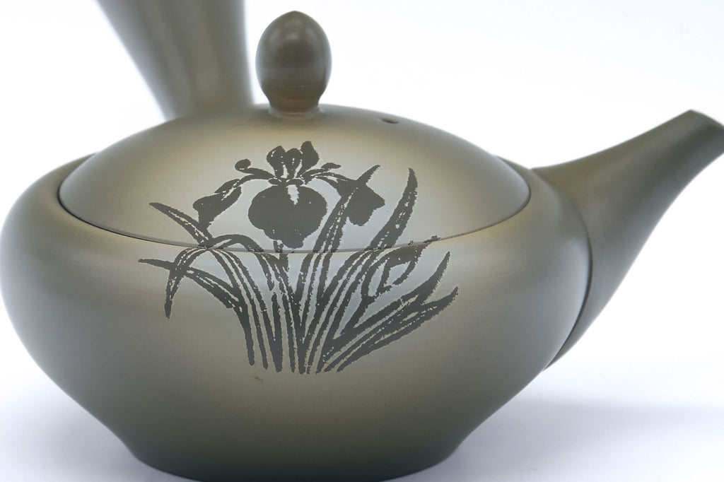 Japanese Kyusu - 高資窯 Takasuke Kiln - Floral Green Ryokudei Tokoname Teapot - 200ml