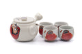 Japanese Tea Set - Daruma Kyusu Teapot with 4 Yunomi Teacups