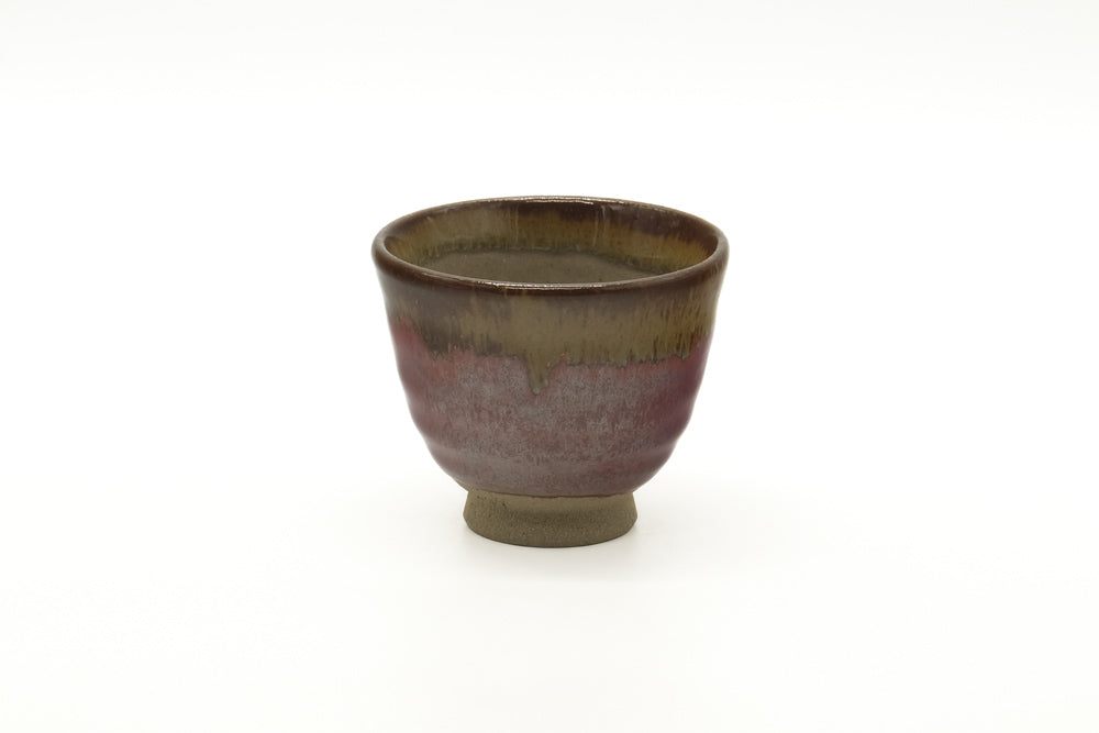 Japanese Teacup - Red Yellow Drip-Glazed Yunomi - 90ml