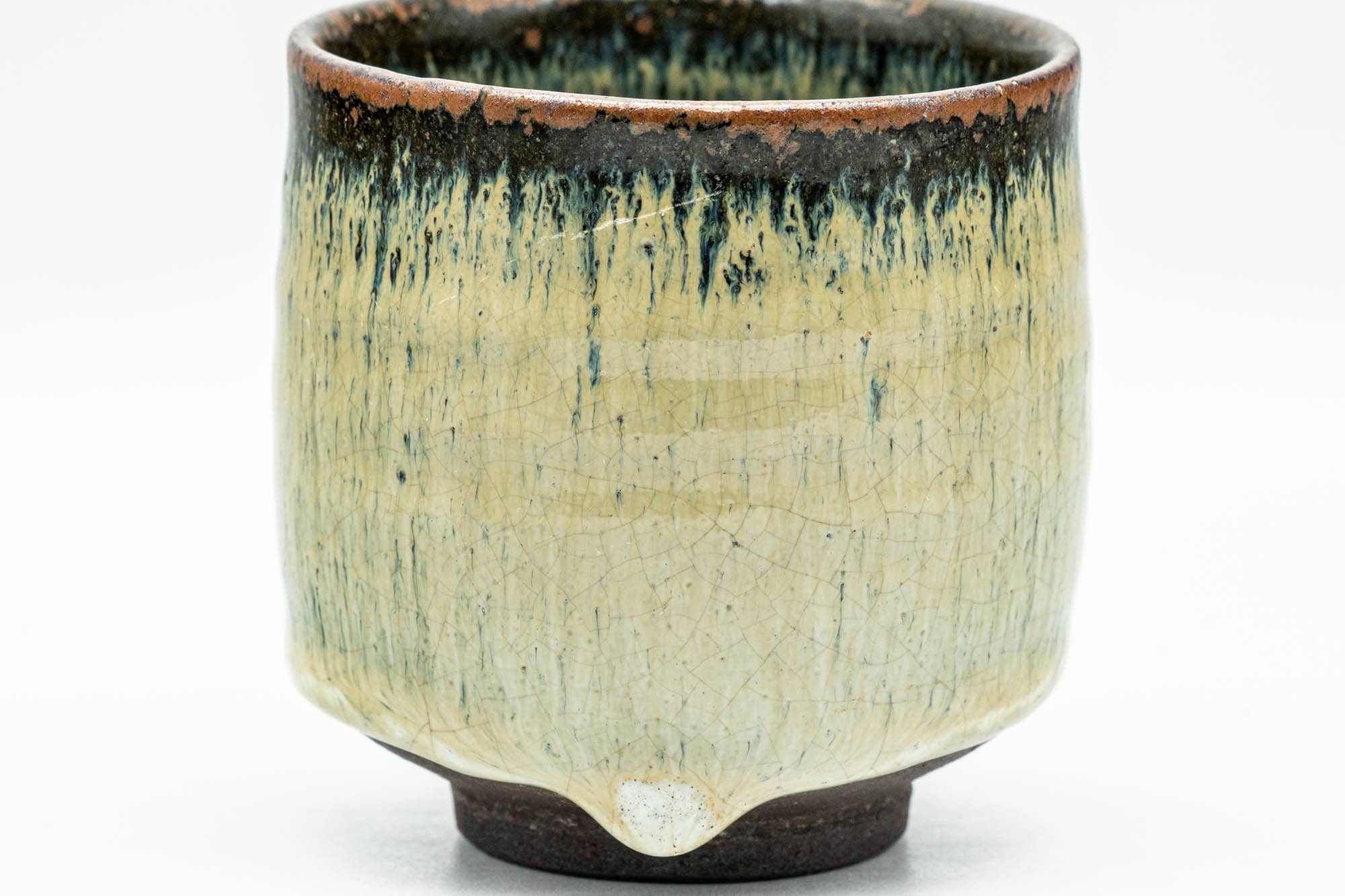 Japanese Teacup - Beige Hare's Fur Drip-Glazed Yunomi - 130ml