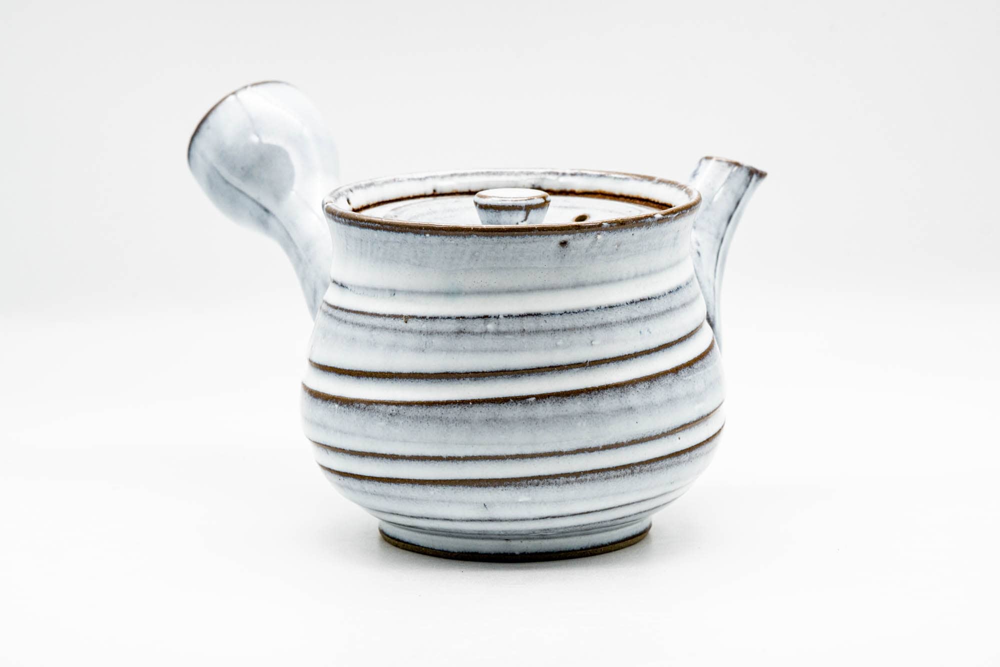 Japanese Kyusu - Milky White Glazed Spiraling Ceramic Filter Teapot - 325ml
