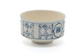 Japanese Matcha Bowl - White Blue Geometric Hantsutsu-gata Chawan - 400ml
