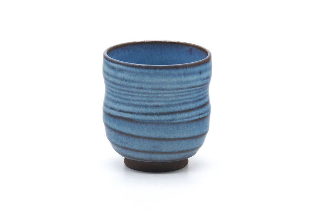 Japanese Teacup - Ocean Blue Glazed Spiraling Yunomi - 180ml