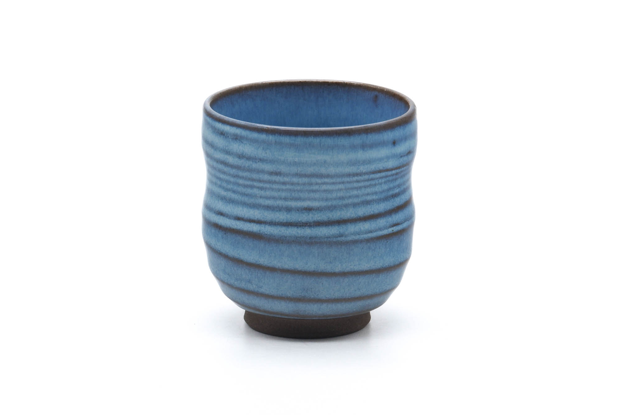 Japanese Teacup - Ocean Blue Glazed Spiraling Yunomi - 180ml