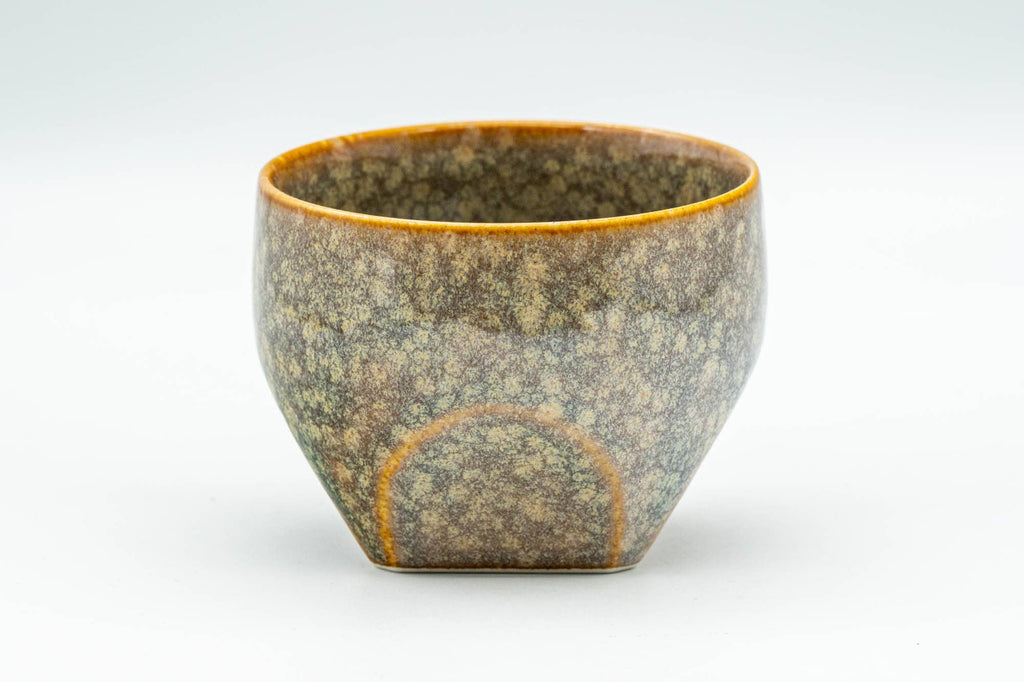 Japanese Teacup - Green Glazed Geometric-shaped Yunomi - 100ml