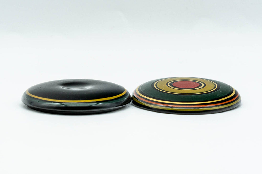 Japanese Incense Kogo - Small Komo Striped Black Lacquered Container