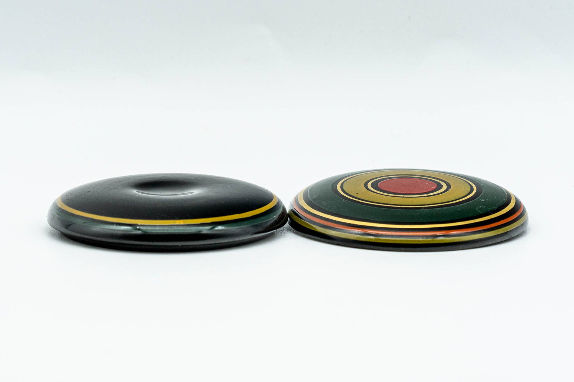 Japanese Incense Kogo - Small Komo Striped Black Lacquered Container