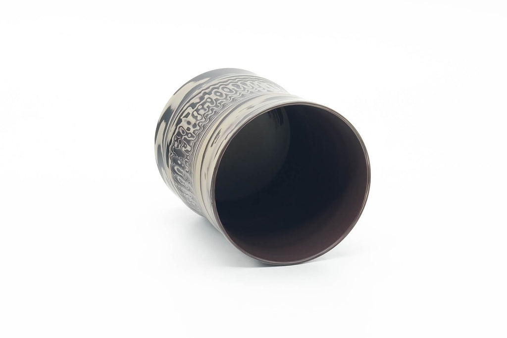 Japanese Teacup - Grey White Nerikomi Tochiri Tokoname Yunomi - 190ml