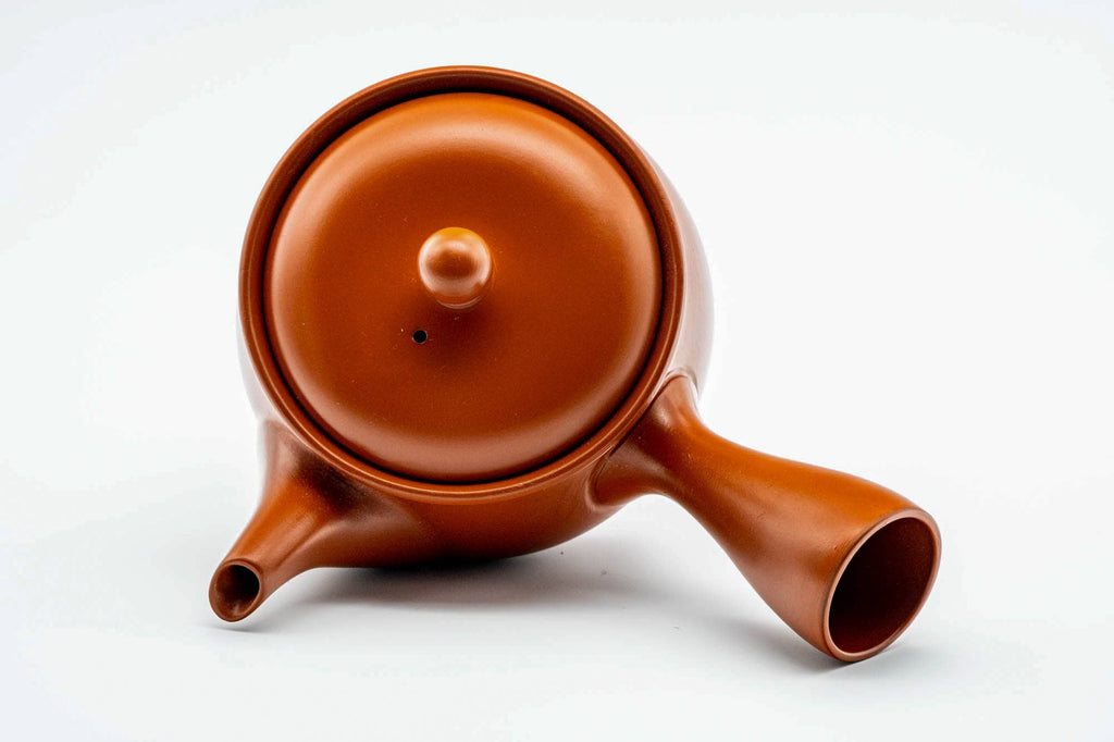 Japanese Kyusu - Round Red Shudei Tokoname-yaki Mesh Teapot - 350ml