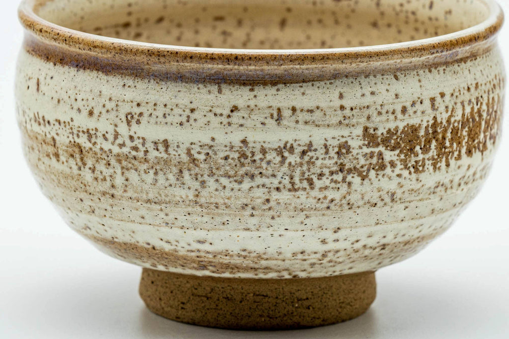 Japanese Matcha Bowl - Brown Milky White Glazed Chawan - 350ml