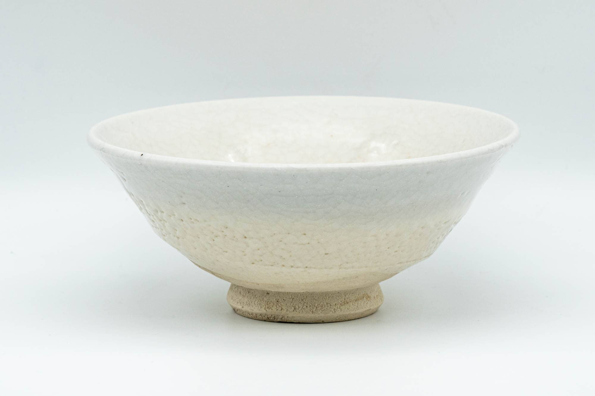 Japanese Matcha Bowl - White Shino Glazed Hira-gata Summer Chawan - 150ml
