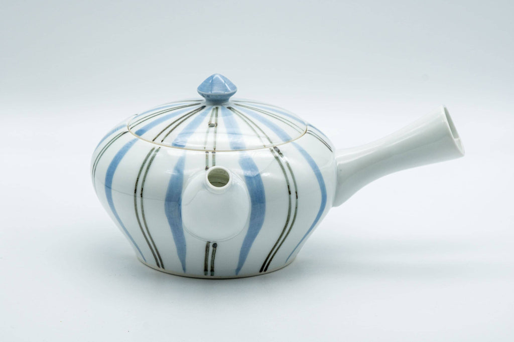 Japanese Kyusu - Blue Striped Arita-yaki Debeso Teapot - 300ml
