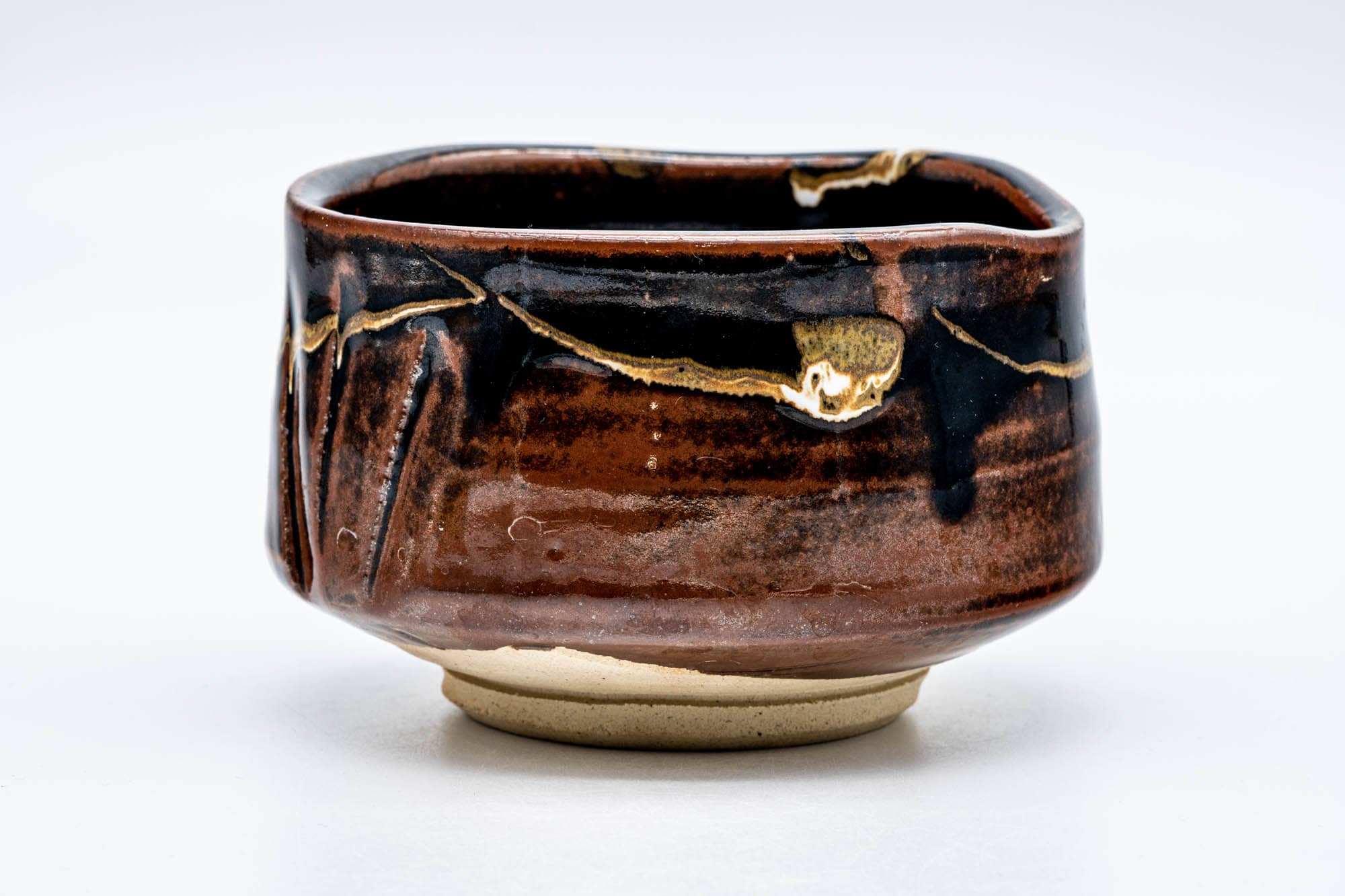 Japanese Matcha Bowl - Abstract Brown Mino-yaki Chawan - 300ml