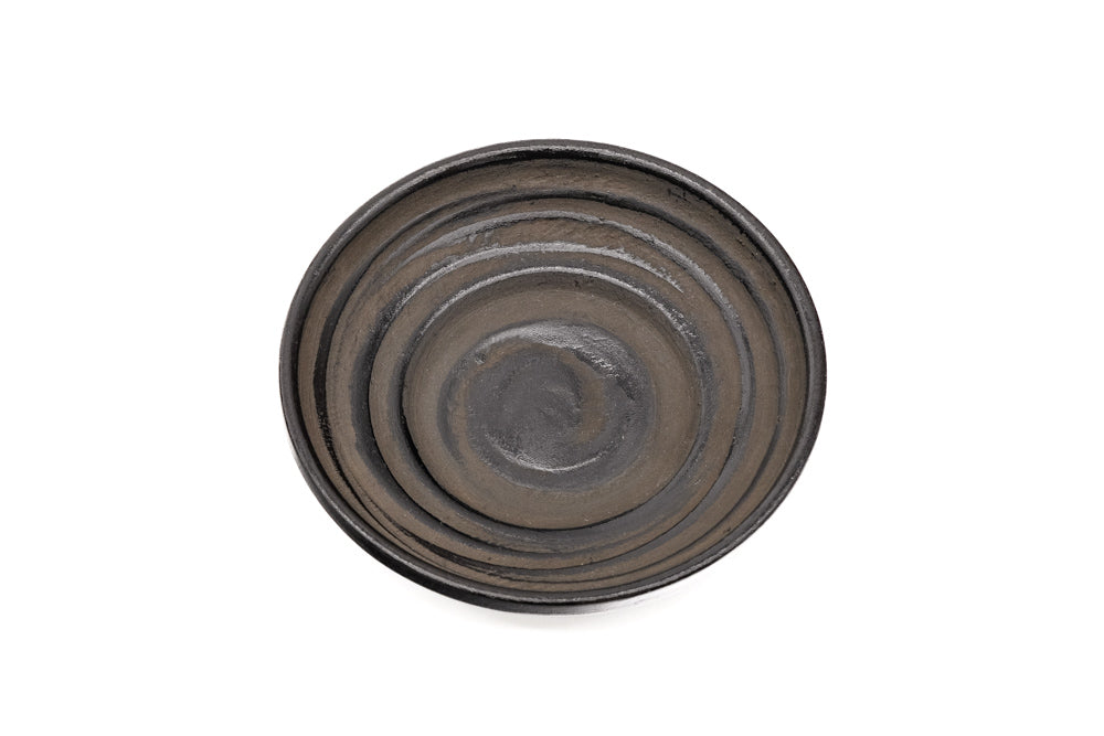 Japanese Chataku - Set of 5 Dark Brown Spiraling Wooden Tea Saucers
