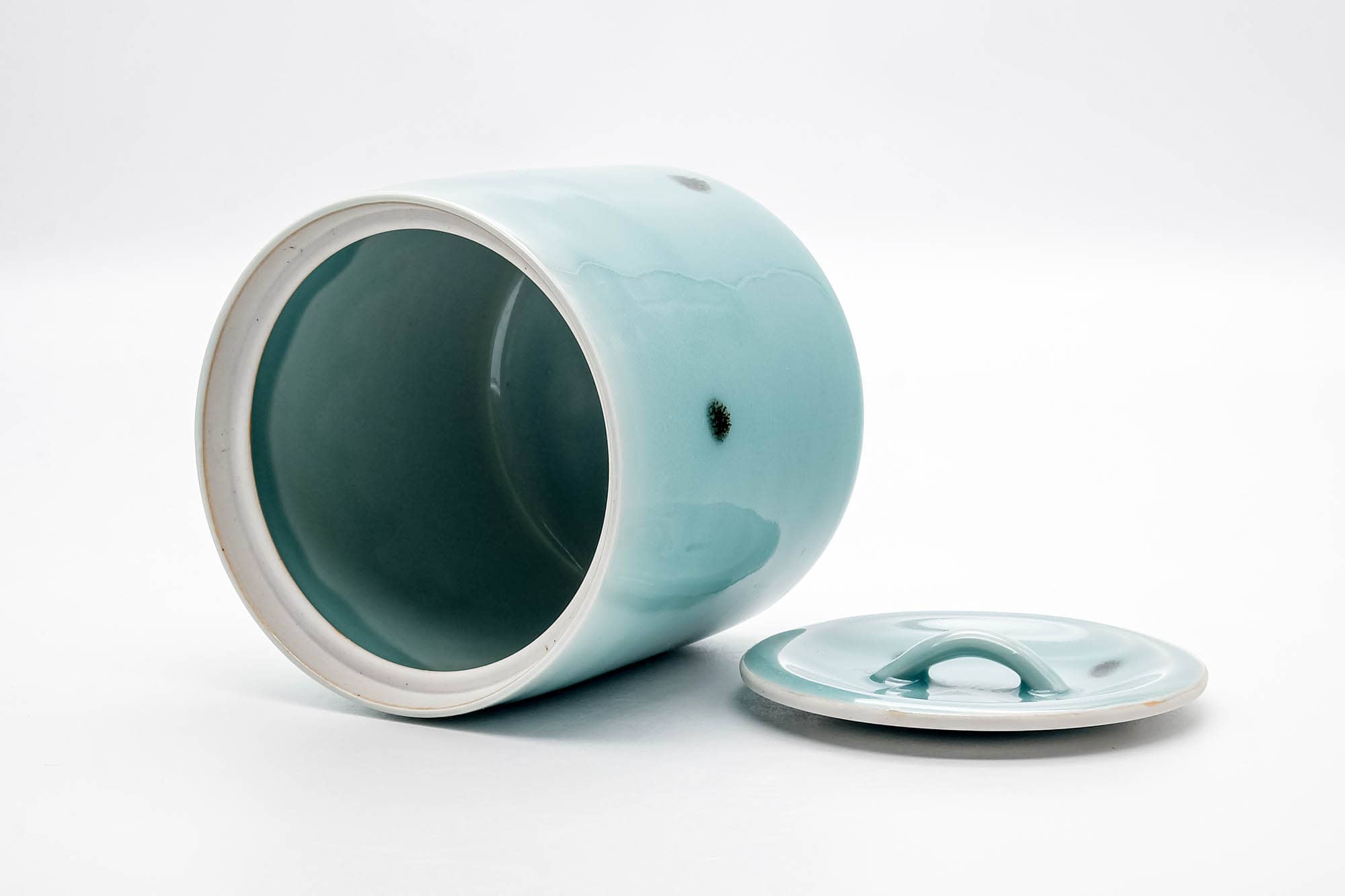 Japanese Mizusashi - Spotted Teal Porcelain Fresh Water Container - 1200ml