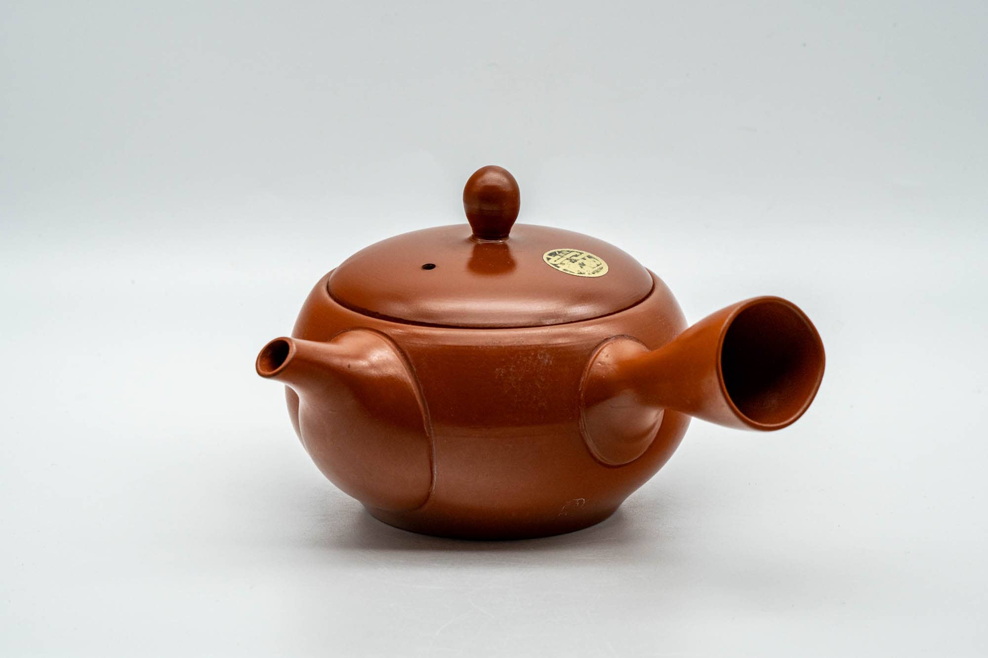 Japanese Kyusu - Kanji Engraved Red Shudei Tokoname-yaki Mesh Teapot - 350ml
