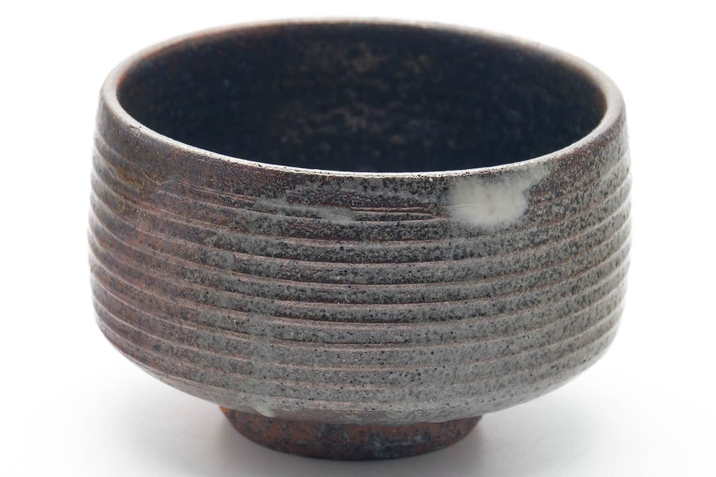 Japanese Matcha Bowl - Earthy Milky Glazed Spiraling Chawan - 300ml