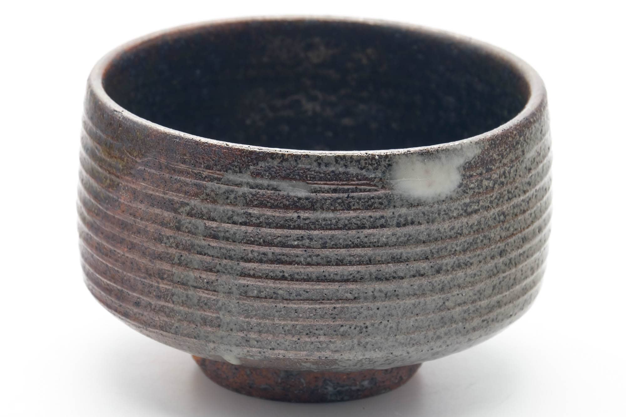 Japanese Matcha Bowl - Earthy Milky Glazed Spiraling Chawan - 300ml