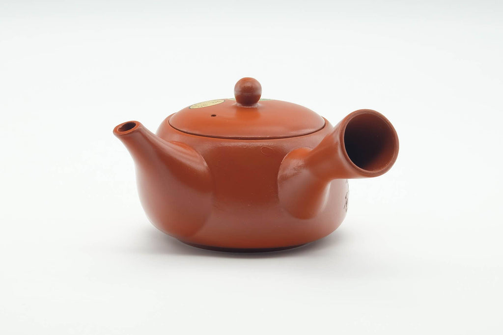 Japanese Kyusu - Calligraphy Engraved Red Shudei Tokoname-yaki Mesh Filter Teapot - 350ml
