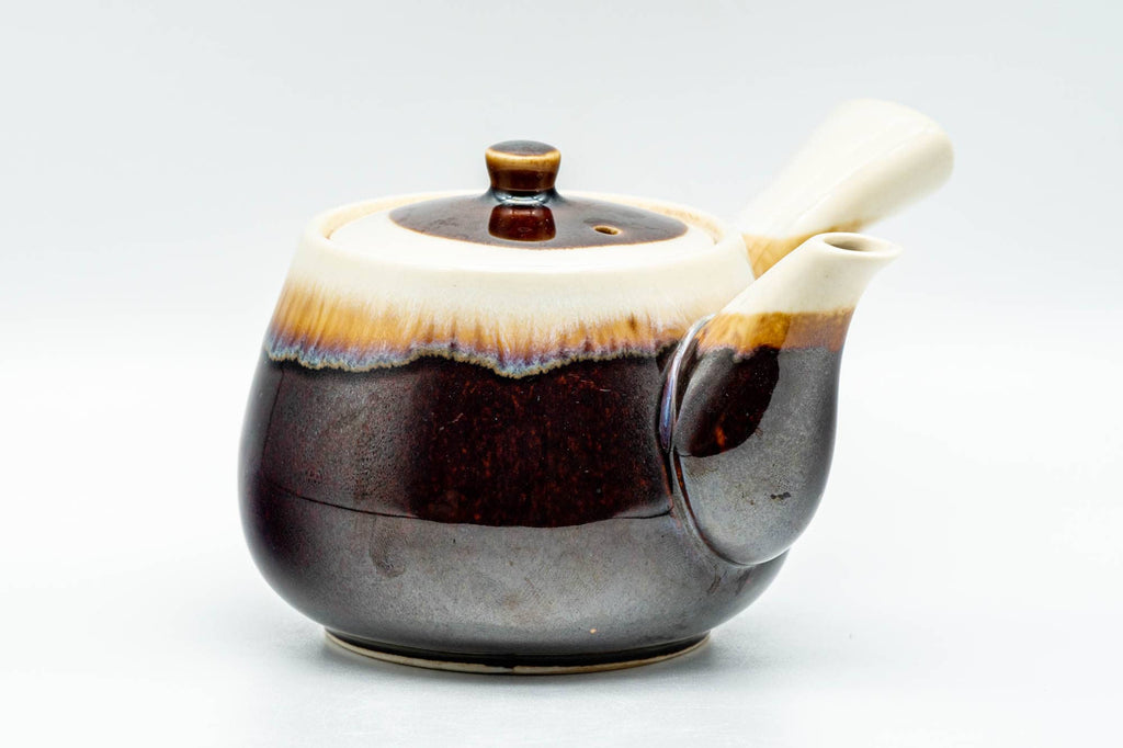Japanese Kyusu - Brown Yellow Drip-Glazed Debeso Teapot - 275ml