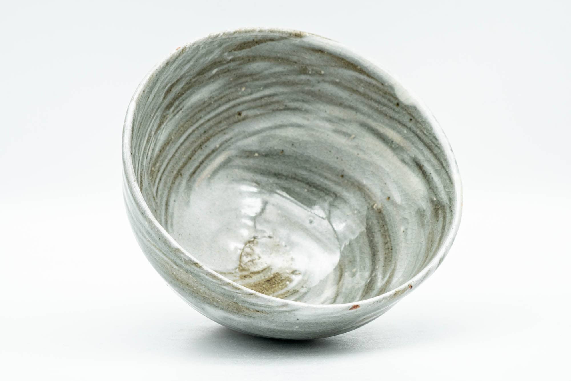 Japanese Matcha Bowl - Grey Hakeme Brush Glazed Ido-gata Chawan - 300ml