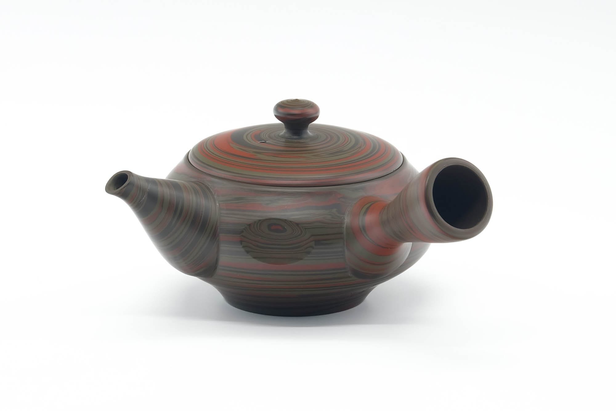 Japanese Kyusu - Red Green Faceted Nerikomi Tokoname Teapot - 270ml
