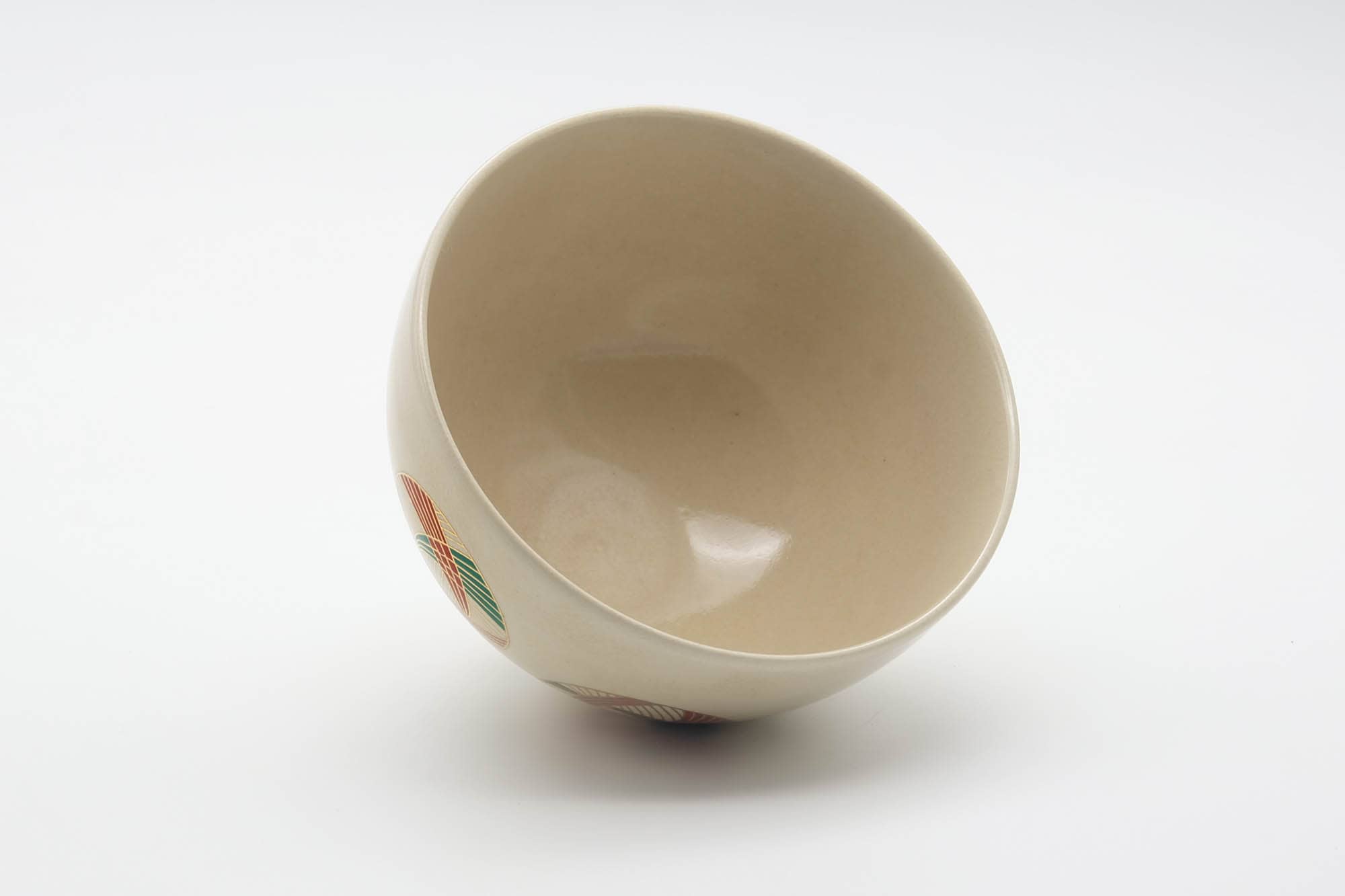 Japanese Matcha Bowl - Geometric Emblemed Kyo-yaki Chawan - 300ml