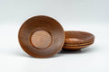 Japanese Chataku - Set of 4 Spiraling Wooden Tea Saucers
