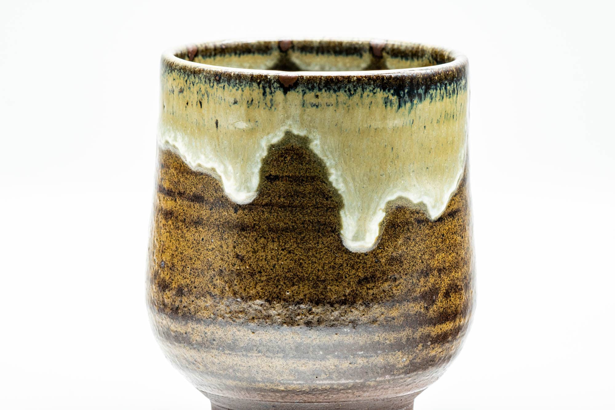 Japanese Teacup - Large Brown Beige Drip-Glazed Yunomi - 240ml