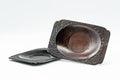 Japanese Chataku - Pair of Patterned Rectangular Wooden Tea Saucers