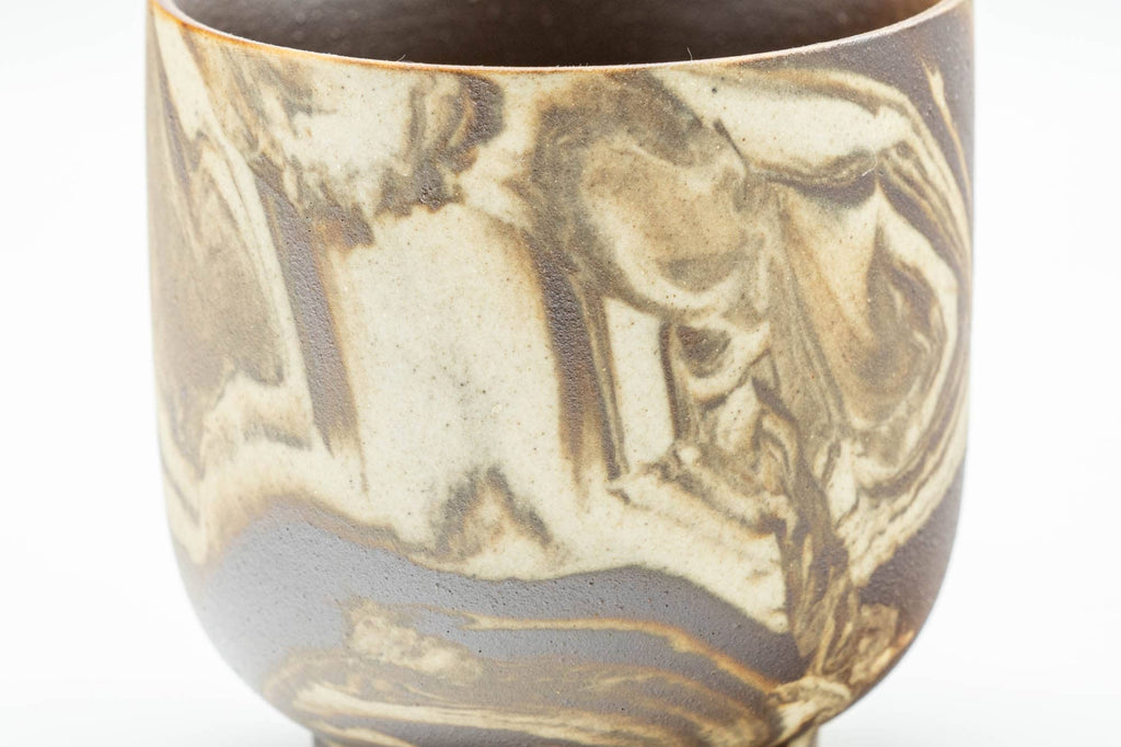 Japanese Teacup - Beige Brown Marbled Yunomi - 110ml