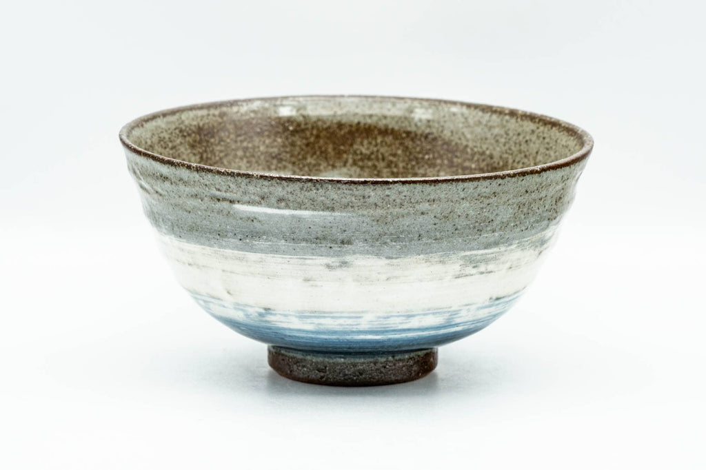 Japanese Matcha Bowl - Beige White Blue Glazed Chawan - 250ml