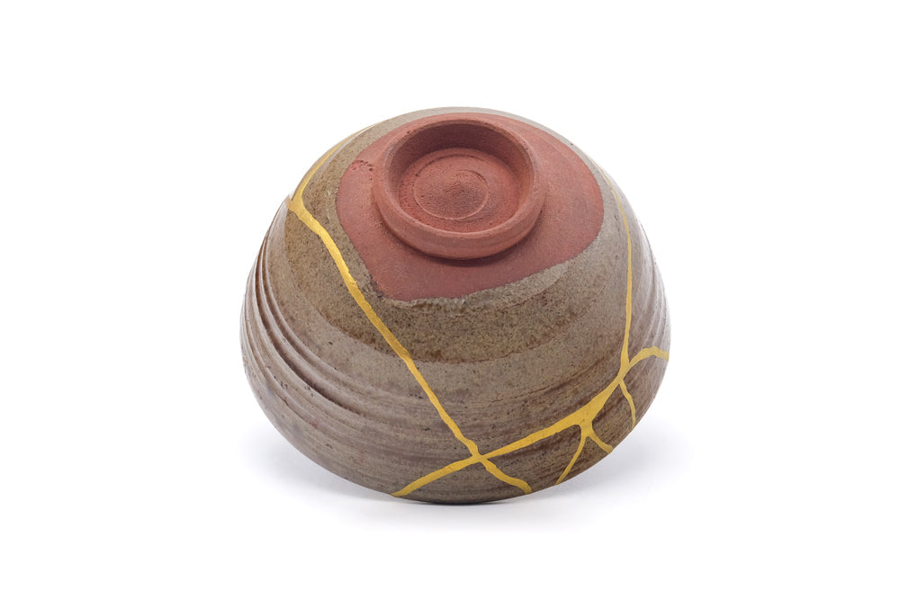 Japanese Matcha Bowl - Gold Black Urushi Kintsugi Drip-Glazed Chawan - 400ml