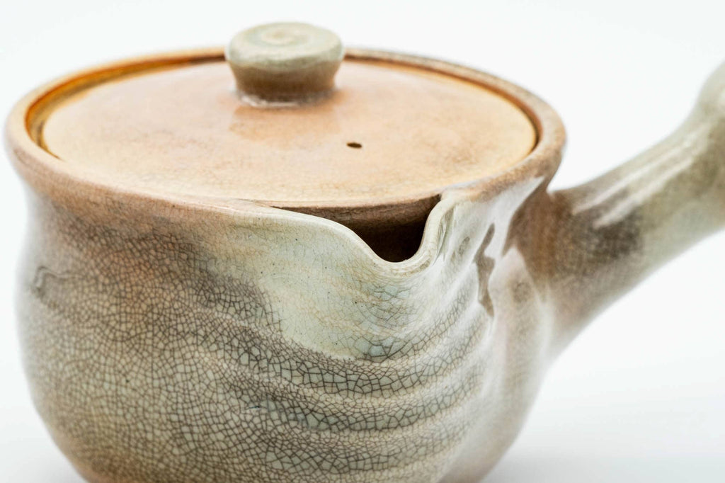 Japanese Kyusu - Beige Weathered Hagi-yaki Do-ake Teapot - 300ml