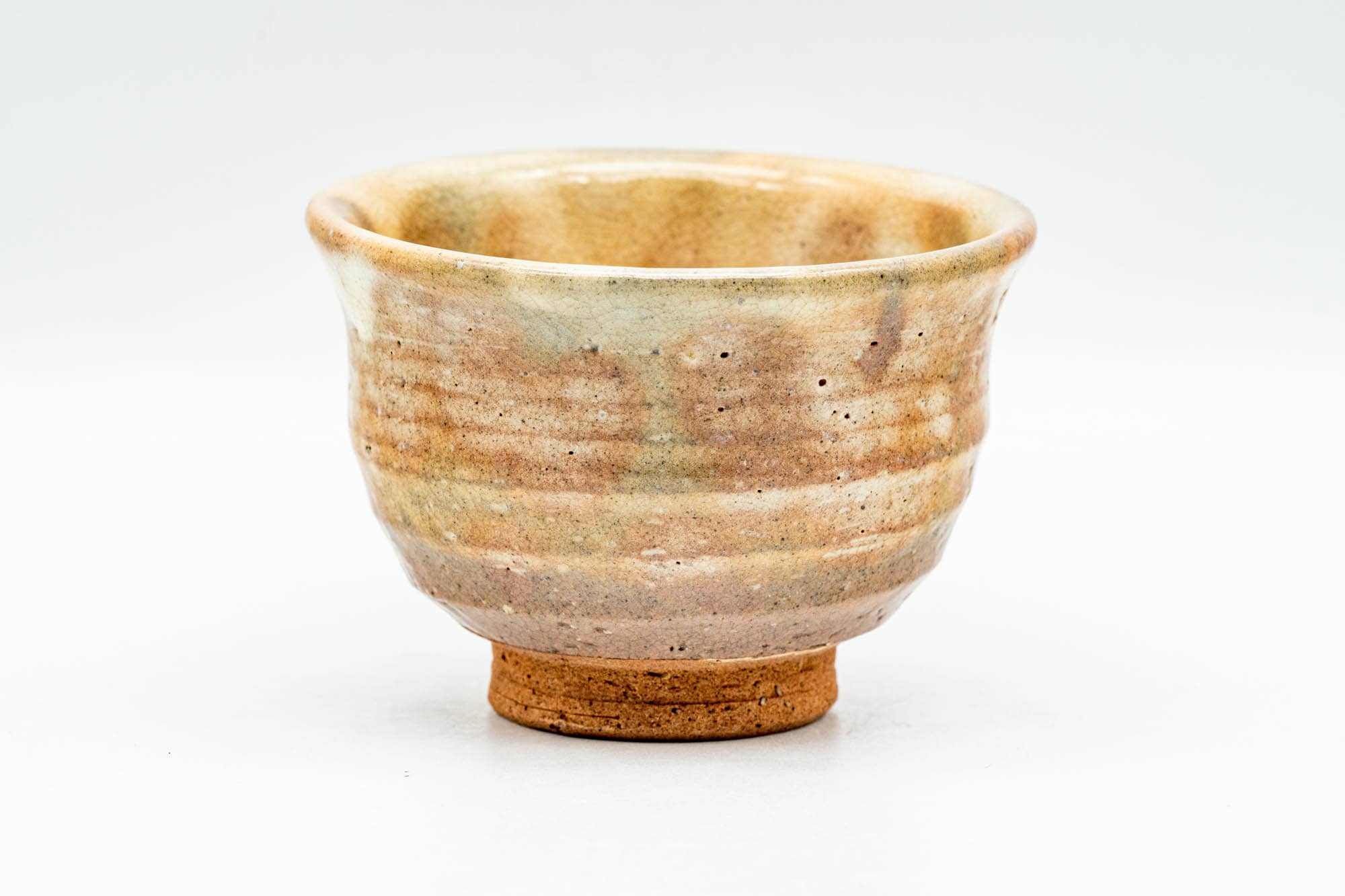 Japanese Teacup - Beige Drip-Glazed Spiraling Hagi-yaki Yunomi - 100ml