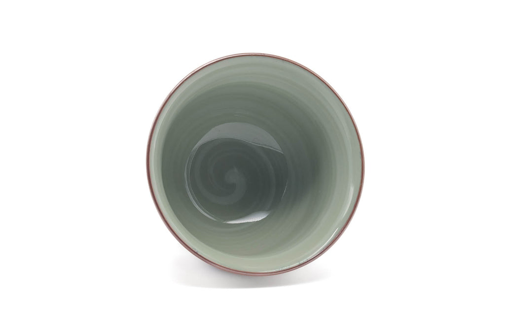 Japanese Teacup - Green Gradient Painted Egrets Arita-yaki Yunomi - 90ml