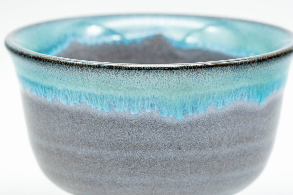 Japanese Teacups - Pair of Blue Turquoise Drip-Glazed Agano-yaki Yunomi - 100ml