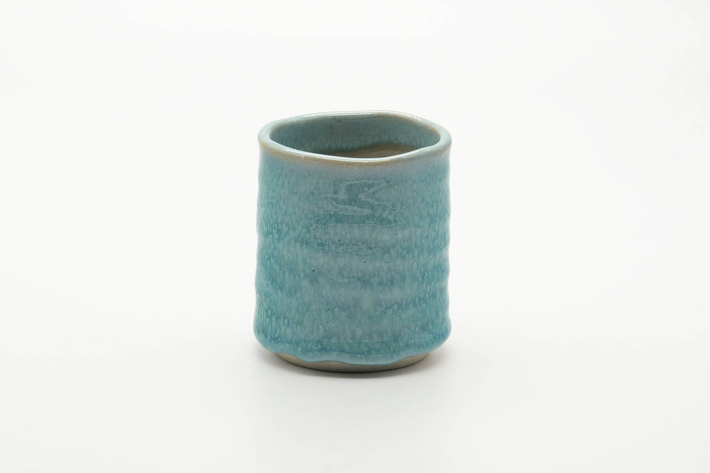 Japanese Teacup - Large Spiraling Teal Glazed Yunomi - 250ml