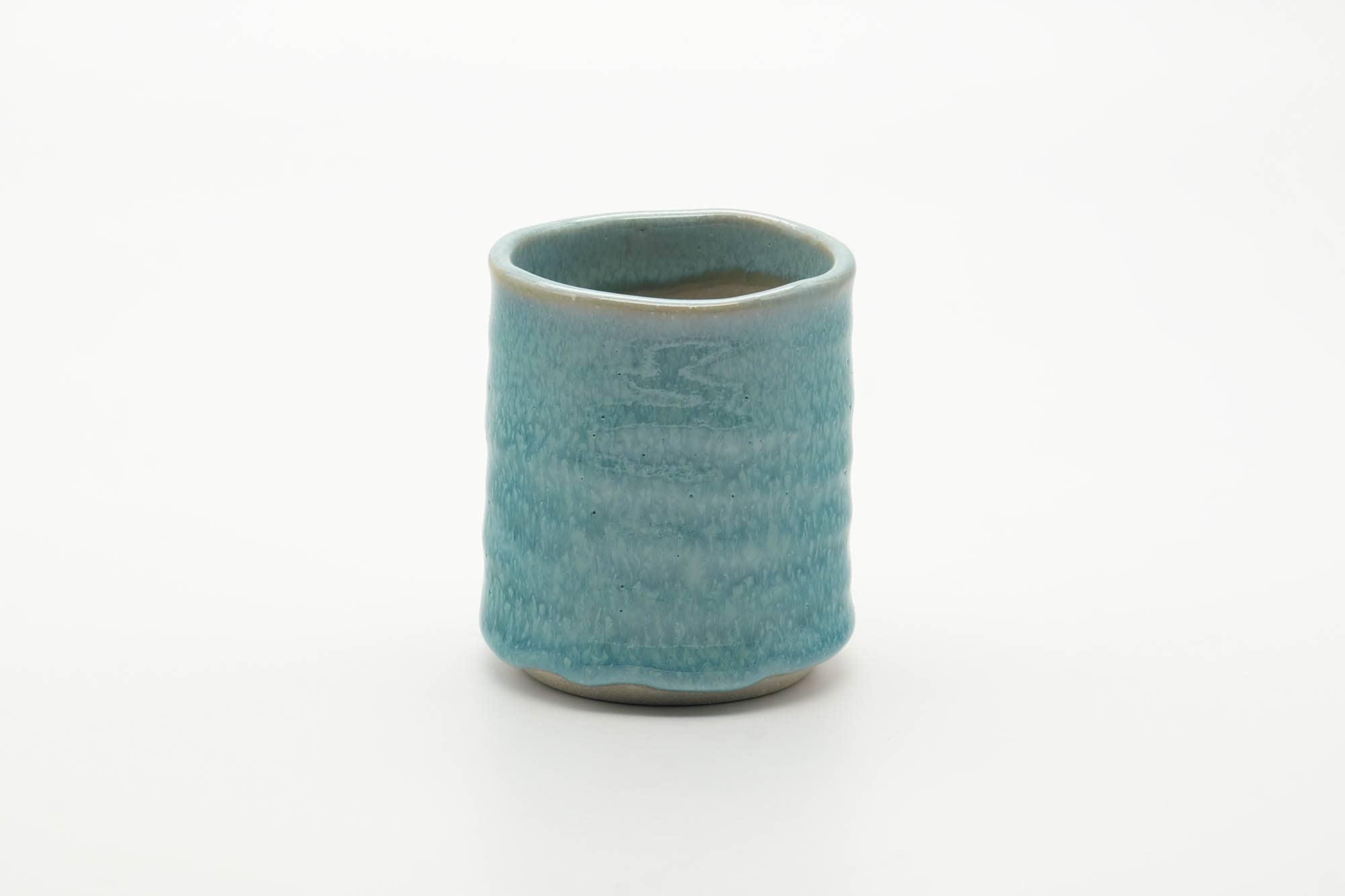 Japanese Teacup - Large Spiraling Teal Glazed Yunomi - 250ml