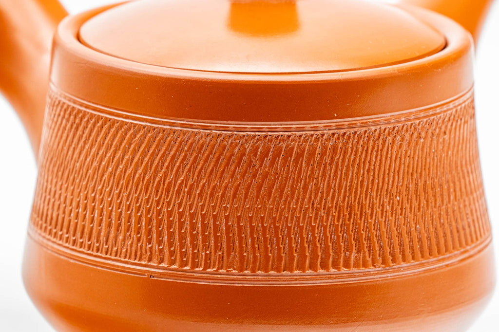 Japanese Kyusu - Red Shudei Tochiri Tokoname-yaki Mesh Teapot - 260ml