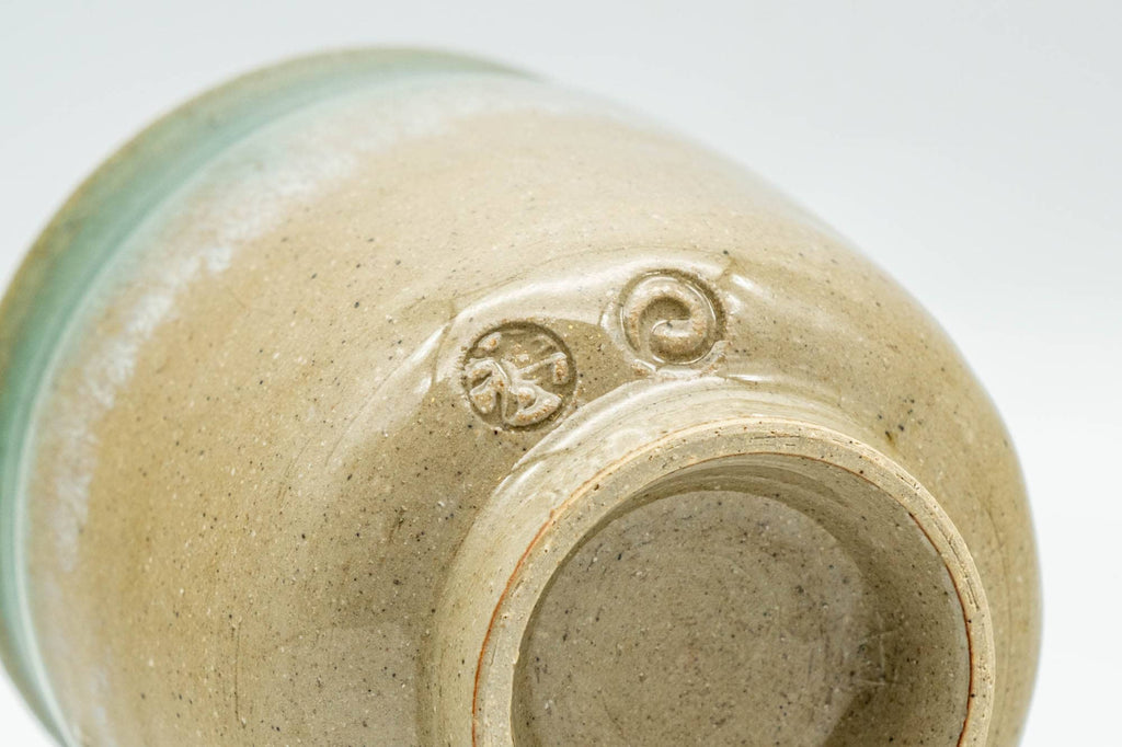 Japanese Teacup - Beige Turquoise and White Drip-Glazed Agano-yaki Yunomi - 125ml
