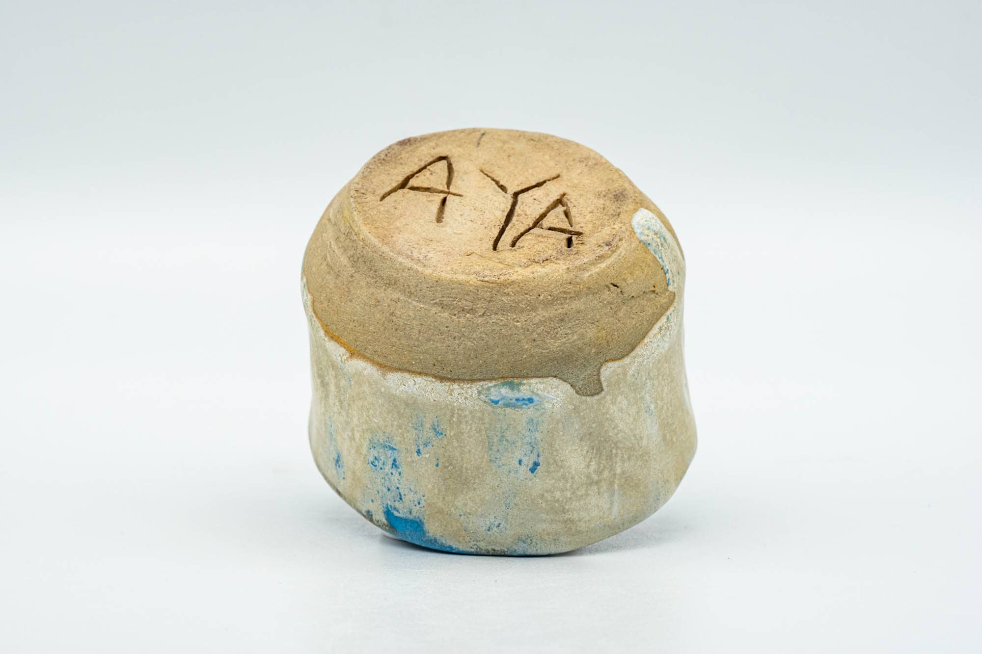 Japanese Teacup - Cloudy White and Blue Glazed Wabi-Sabi Guinomi - 60ml