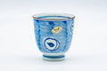 Japanese Teacup - Blue Geometric Arita-yaki Porcelain Yunomi - 160ml
