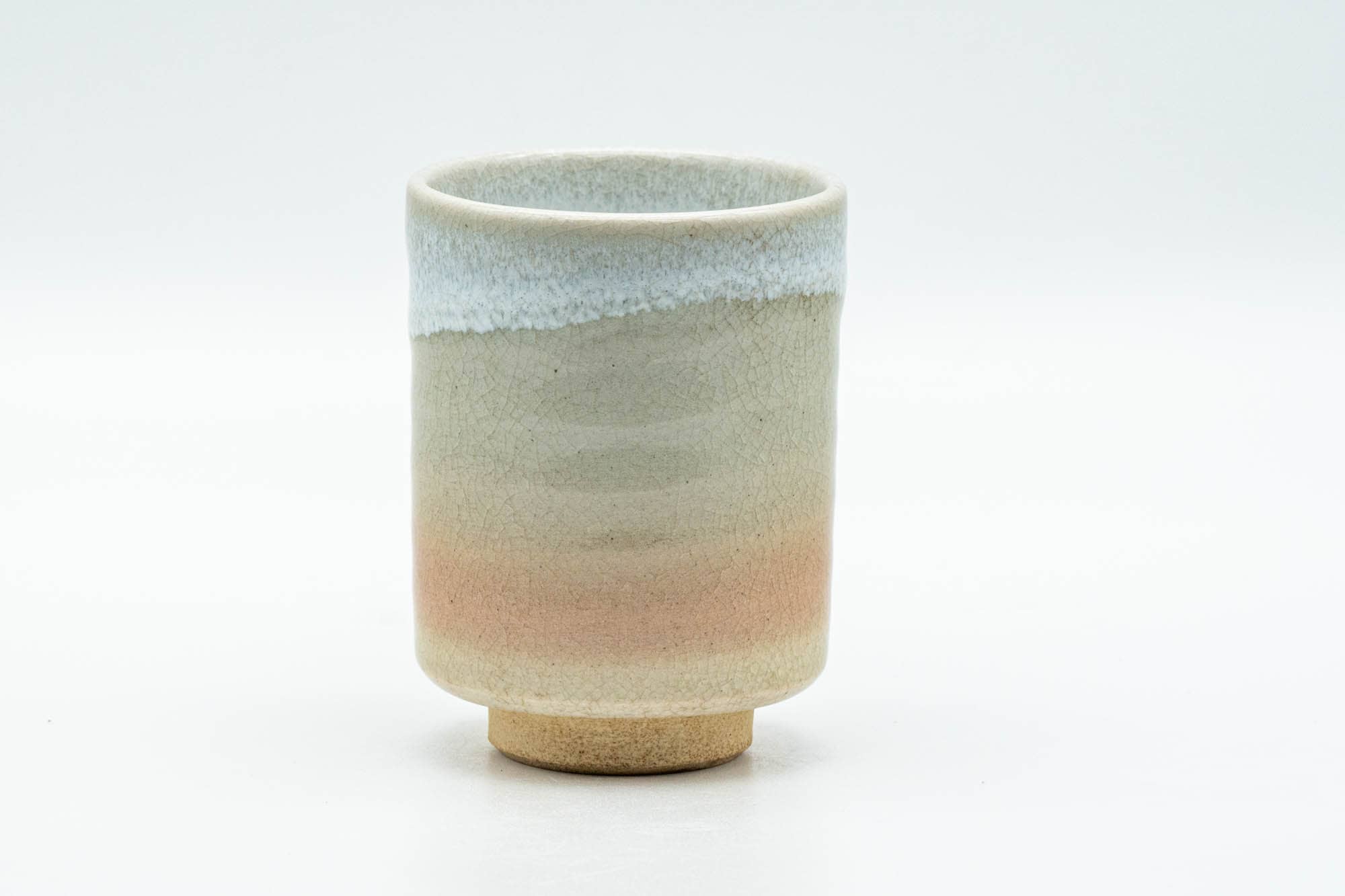 Japanese Teacup - Beige White Peach Tsutsu-gata Hagi-yaki Yunomi - 125ml