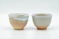 Japanese Teacups - Pair of Unique Beige White Glazed Hagi-yaki Yunomi - 120ml